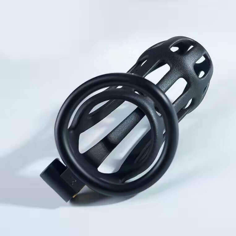 Stripe Mamba Chastity Cage with 4 Arc Rings - Image 5